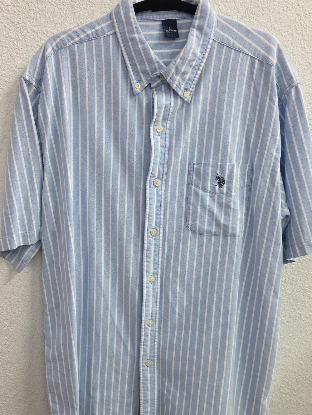 U.S. Polo Assn. Striped Button Down Shirt Blue White Large